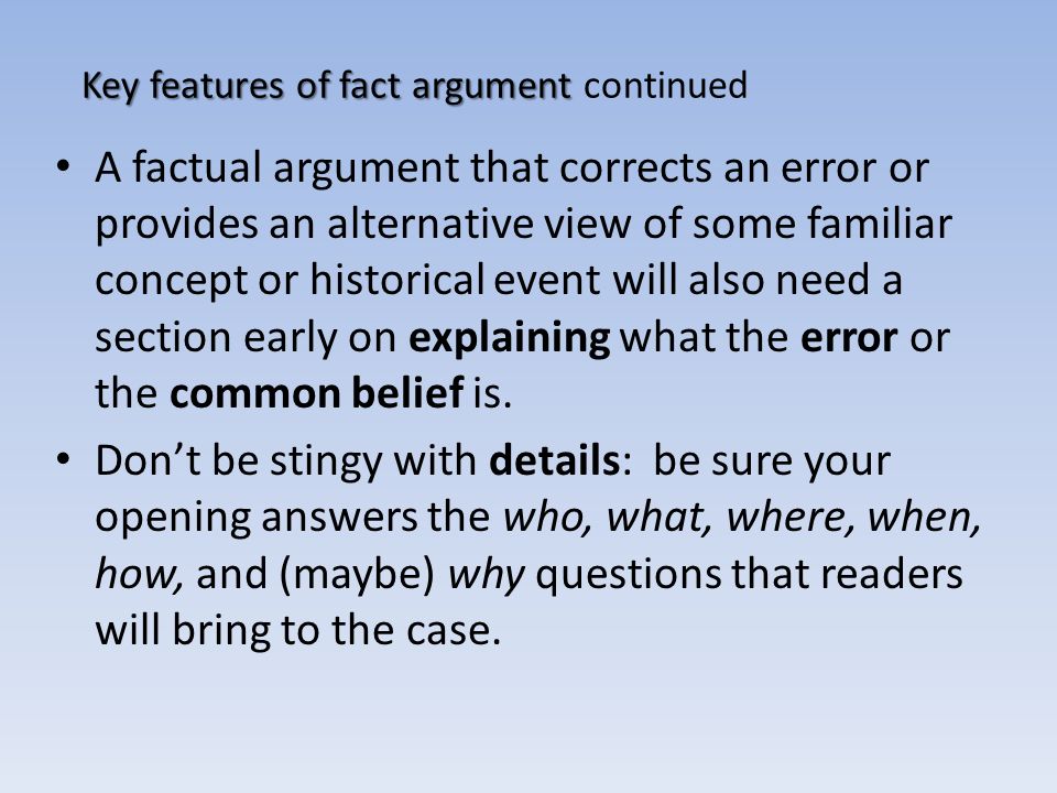 what is an argument of fact