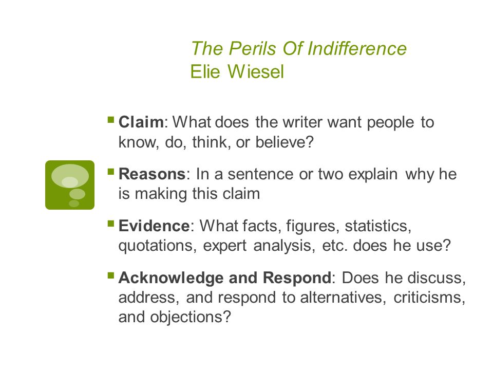 elie wiesel the perils of indifference summary