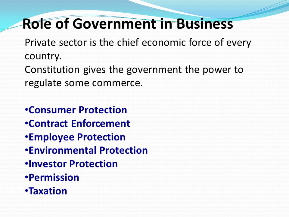 role of government in business environment