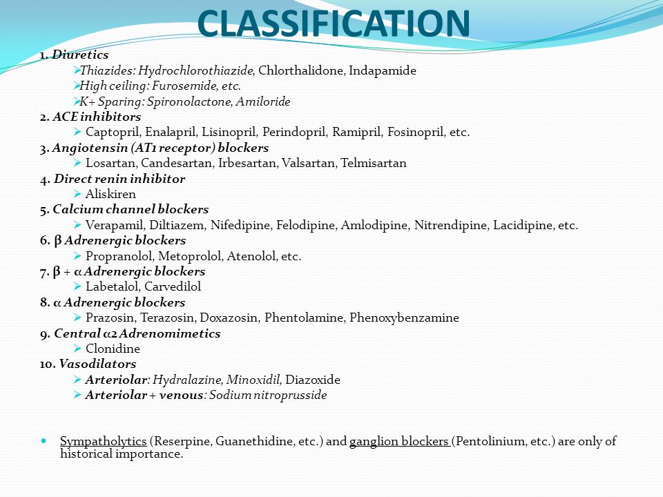 hypertension drugs classification ppt