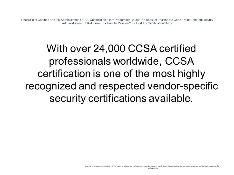 Check Point Certified Security Administrator Ccsa