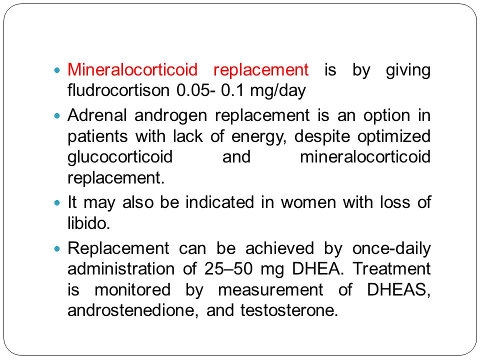 Mineralocorticoid replacement is by giving fludrocortison