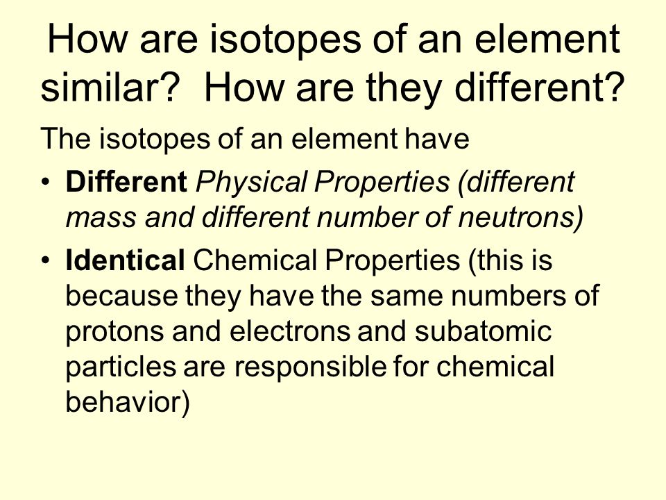Why isotopes of an element are chemically similar