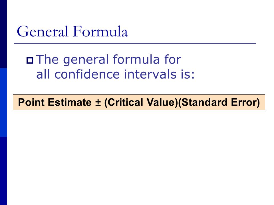 Point Estimate ± (Critical Value)(Standard Error)