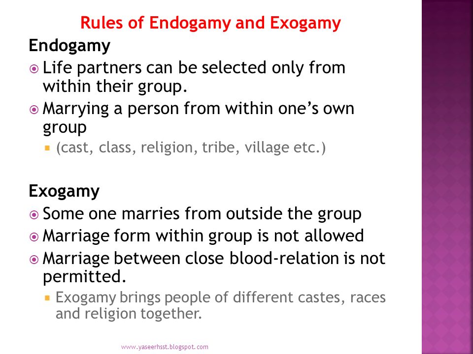 what is the difference between endogamy and exogamy