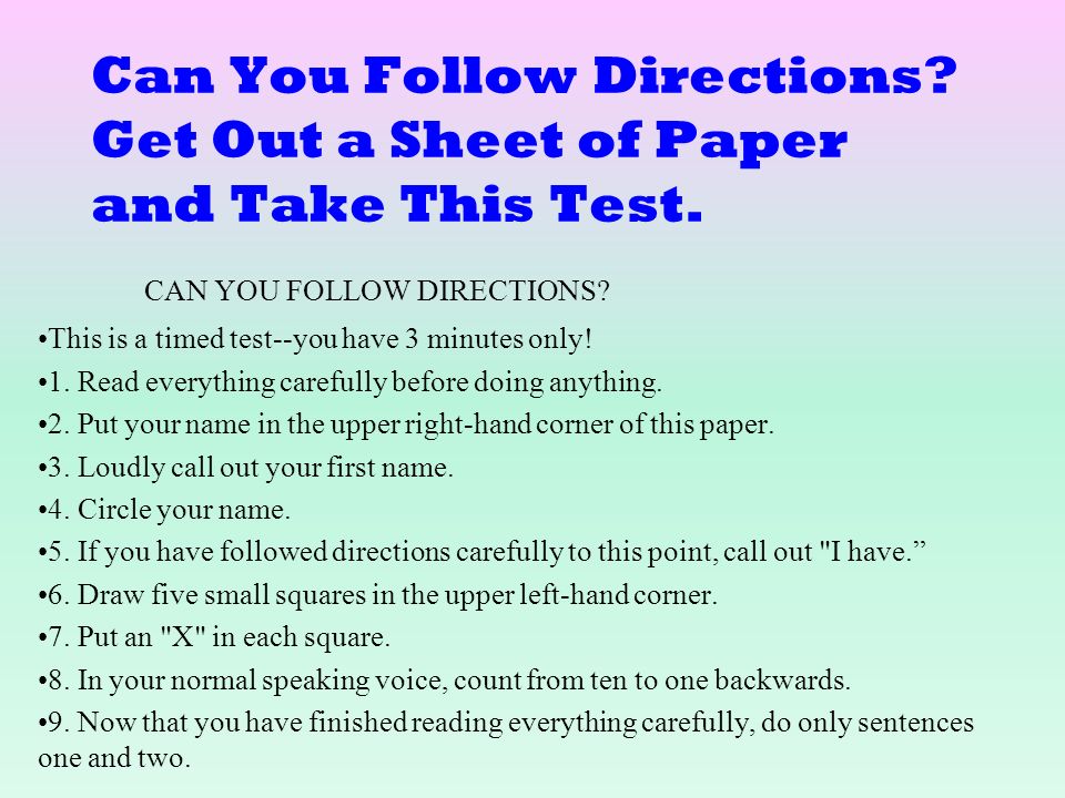 why should you follow directions