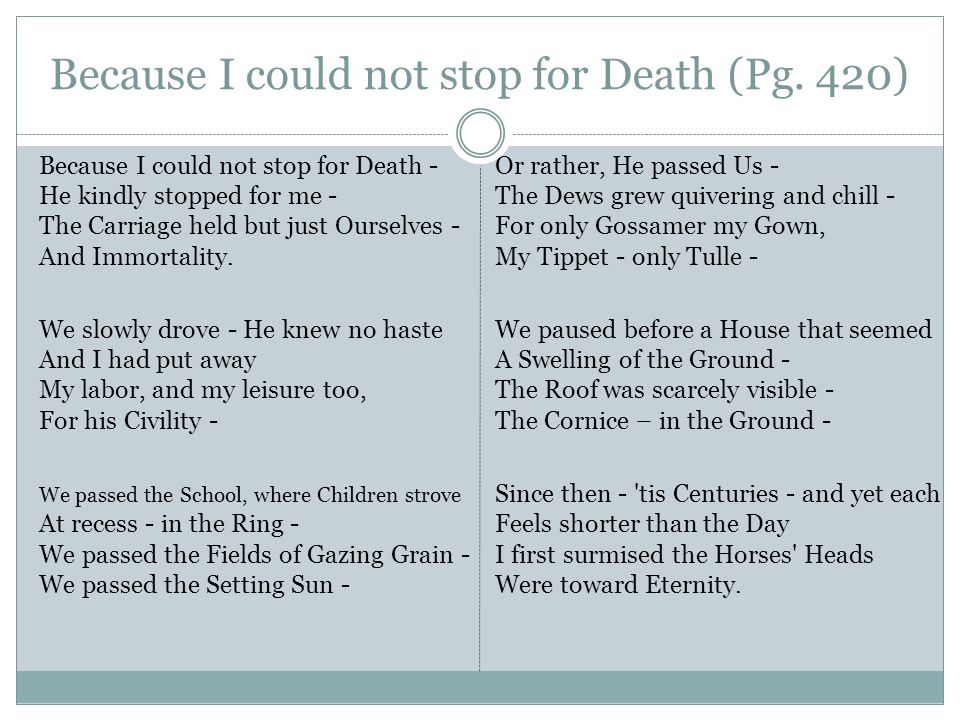 Because I could not stop for Death - ppt video online download