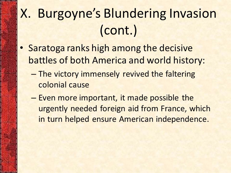 Burgoyne's Blundering Invasion (Saratoga Campaign) - ppt video online  download