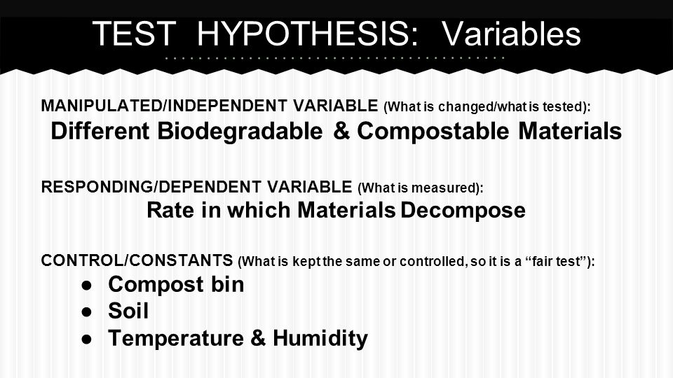 TEST HYPOTHESIS: Variables