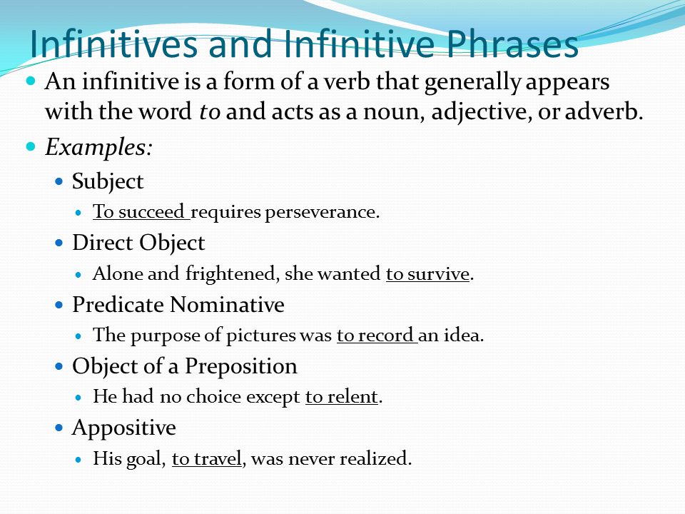 Infinitive example