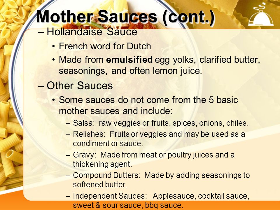 5 mother sauces ingredients procedures