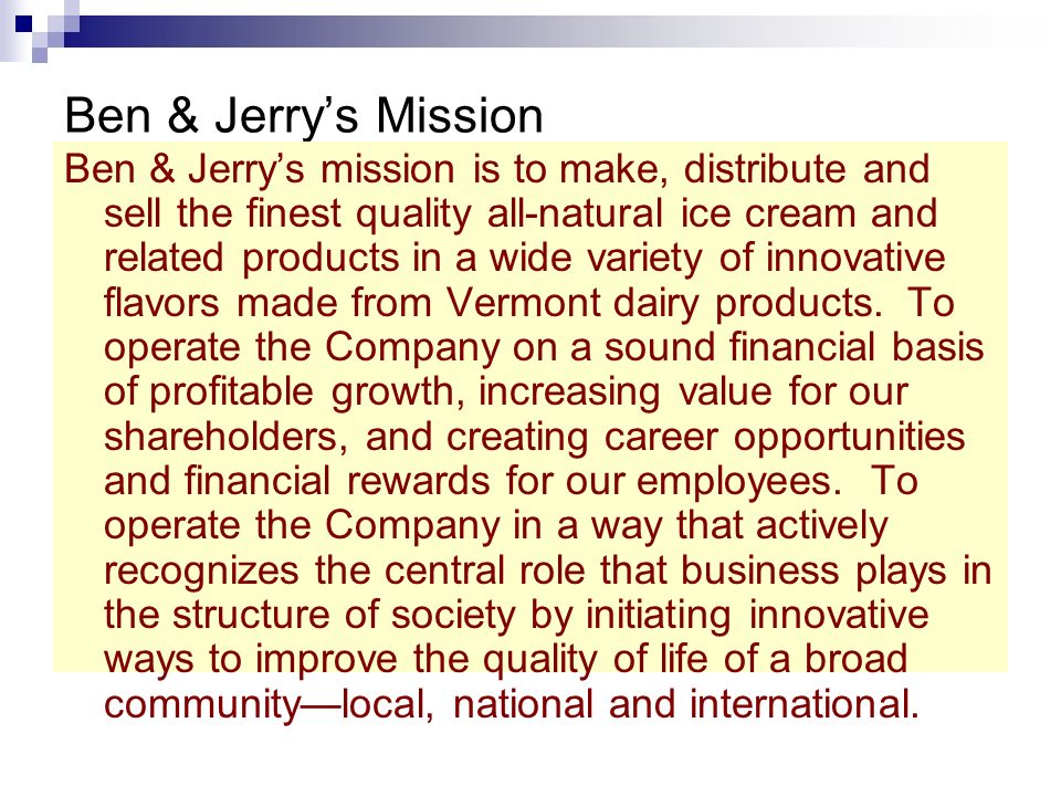 Ben & Jerry’s Mission