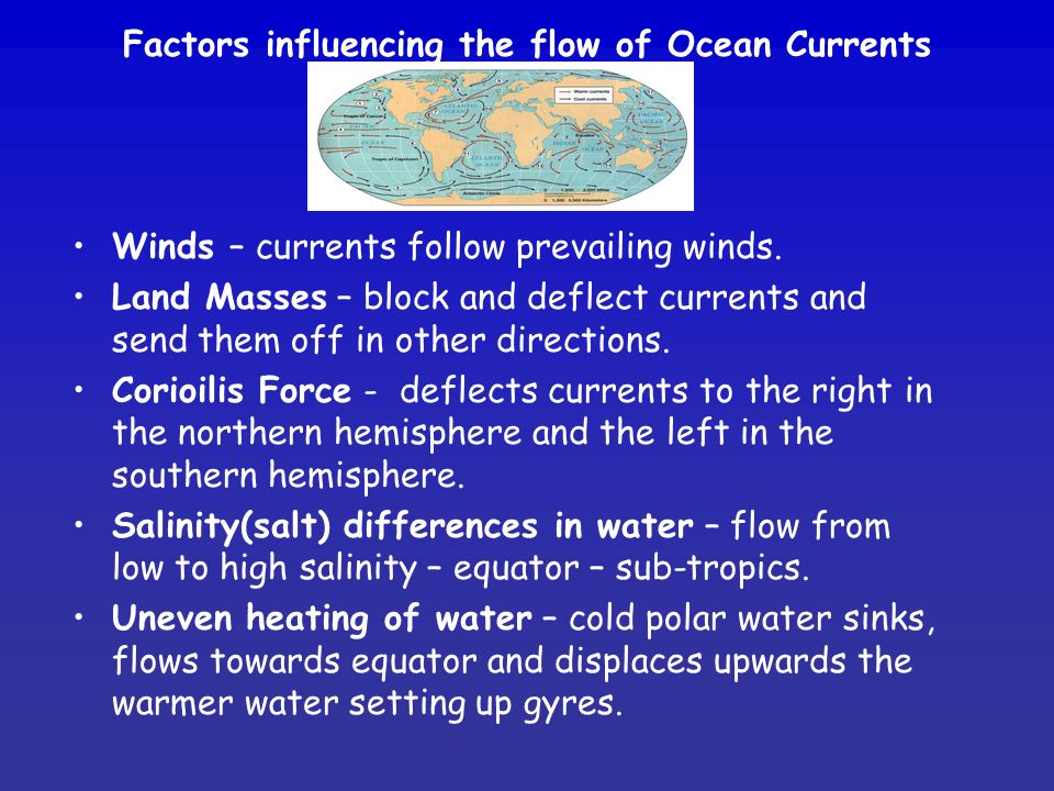 Factors influencing the flow of Ocean Currents