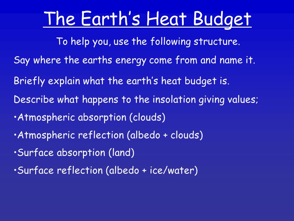 The Earth’s Heat Budget