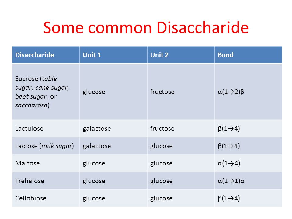 Some common Disaccharide