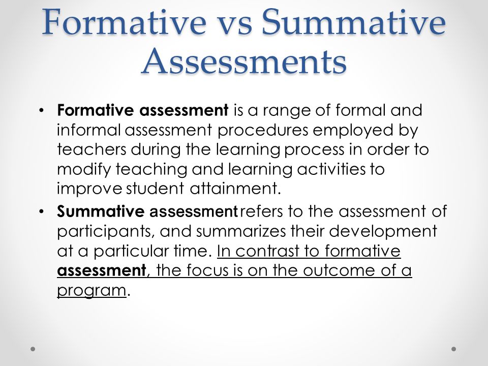 Formative Vs Summative Assessment Comparison Chart
