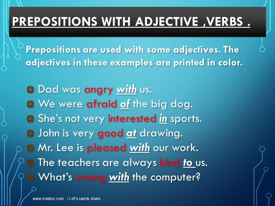 Adjective предложения. Предложения adjective. Prepositions презентация. Verbs with prepositions в английском языке. Verb preposition примеры.
