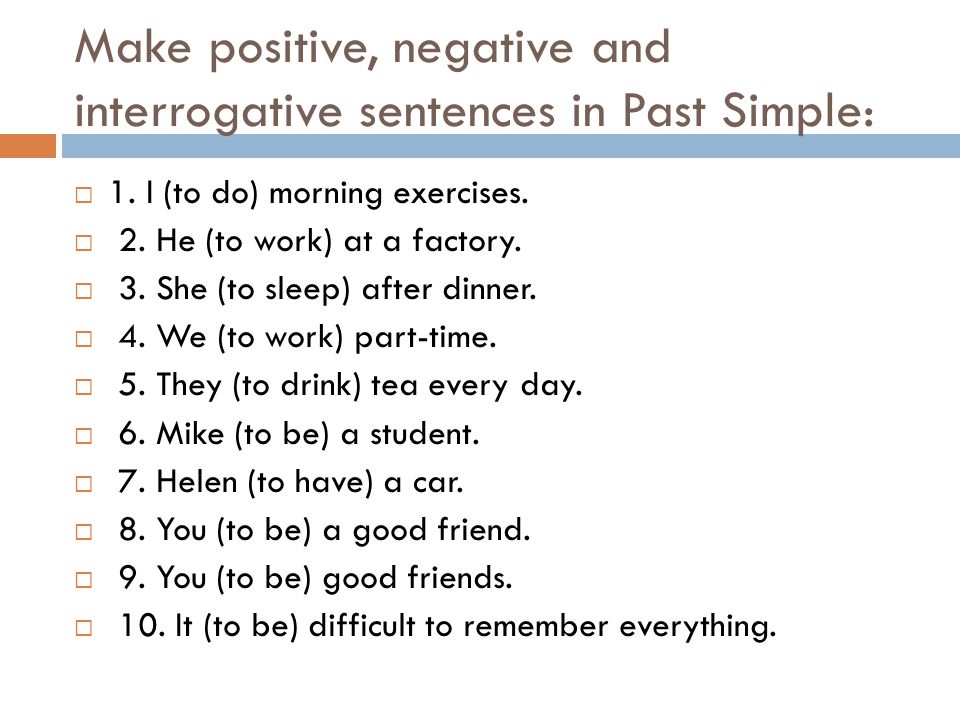 Negative sentences in past simple