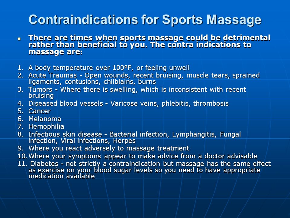 contraindications for sports massage