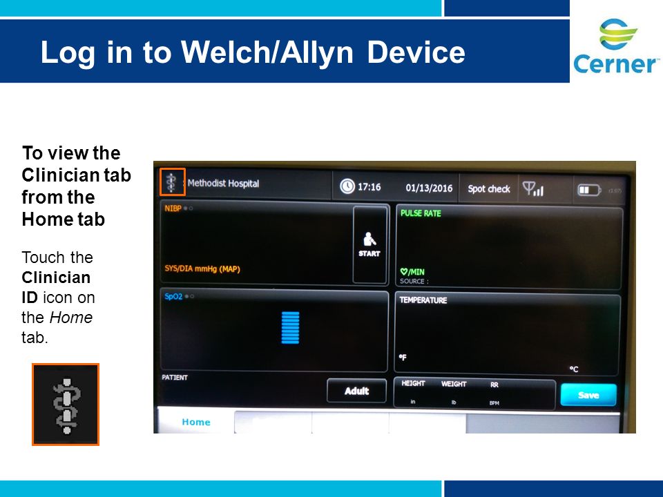 Log in to Welch/Allyn Device