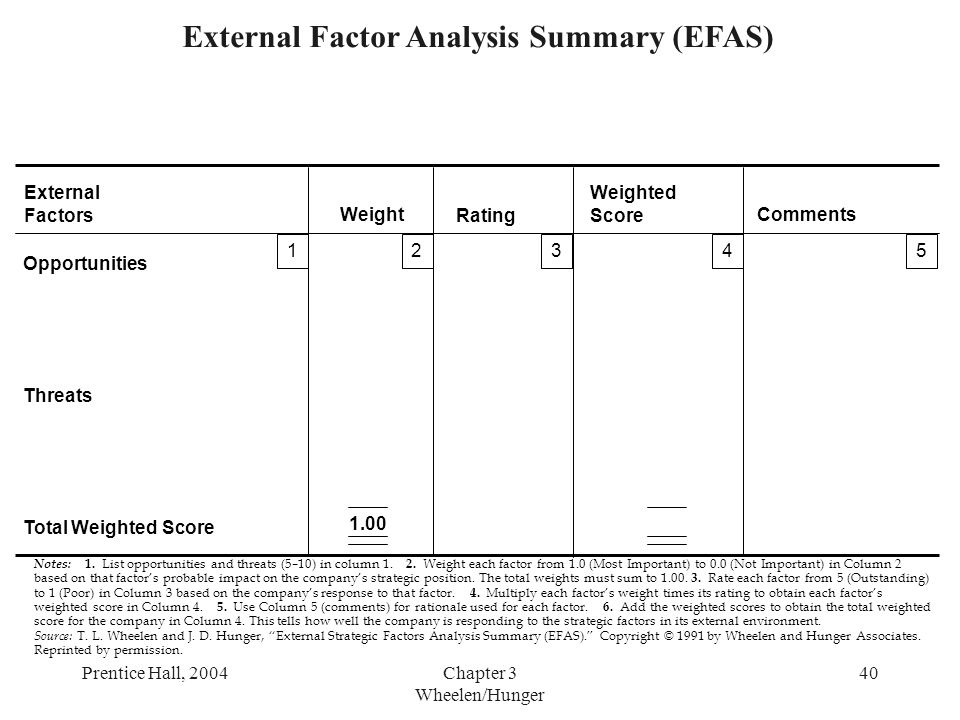 external factor analysis summary efas