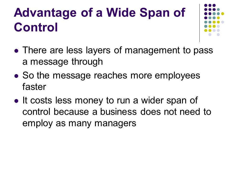 advantages of wide span of control