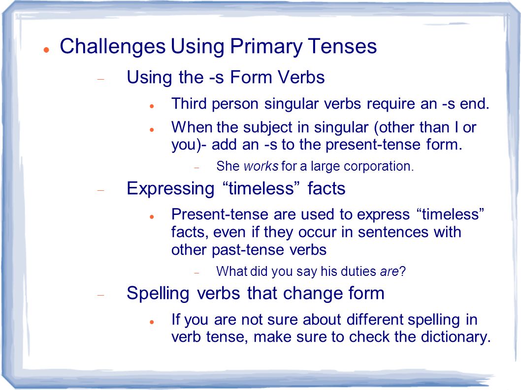 Verb Tense Summary Nooshin Vassei - ppt video online download