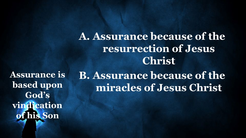 Assurance is based upon God’s vindication of his Son