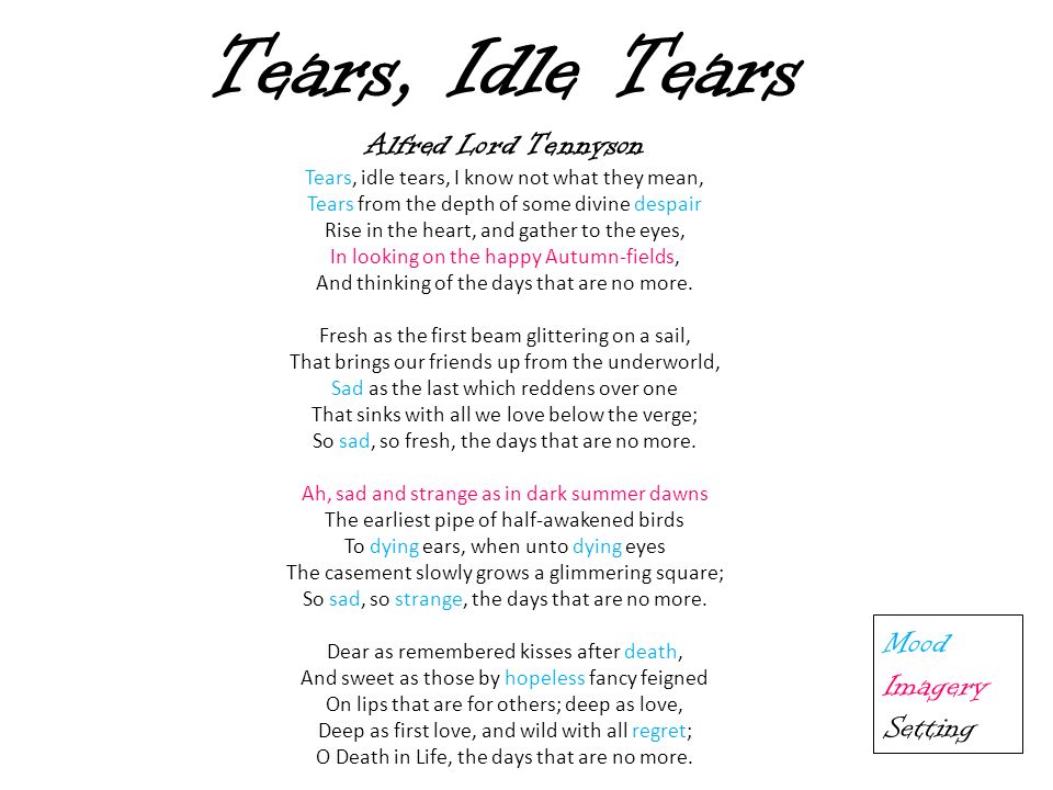 tears idle tears poem analysis