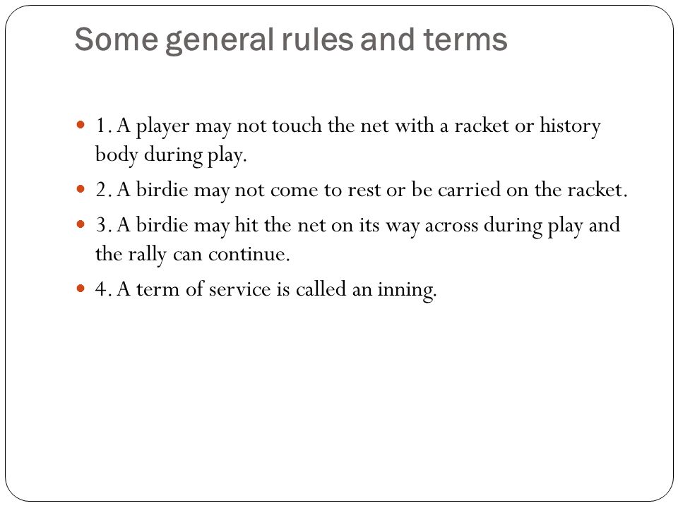 badminton terms