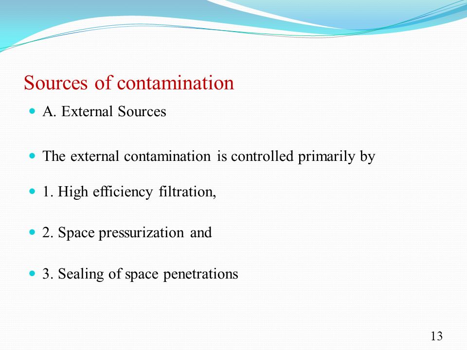 Sources of contamination