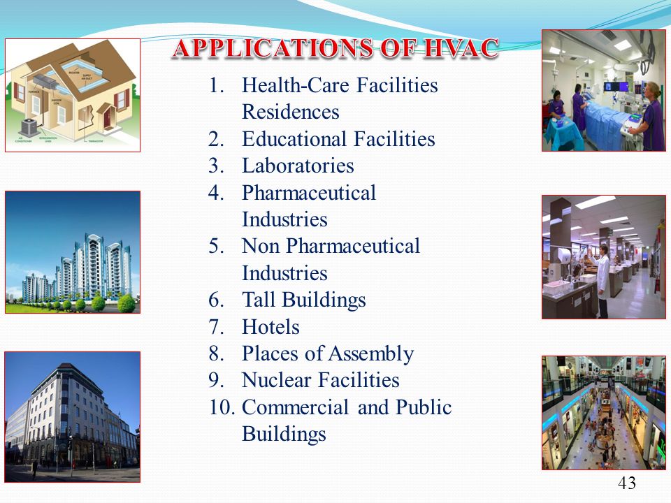 APPLICATIONS OF HVAC Health-Care Facilities Residences