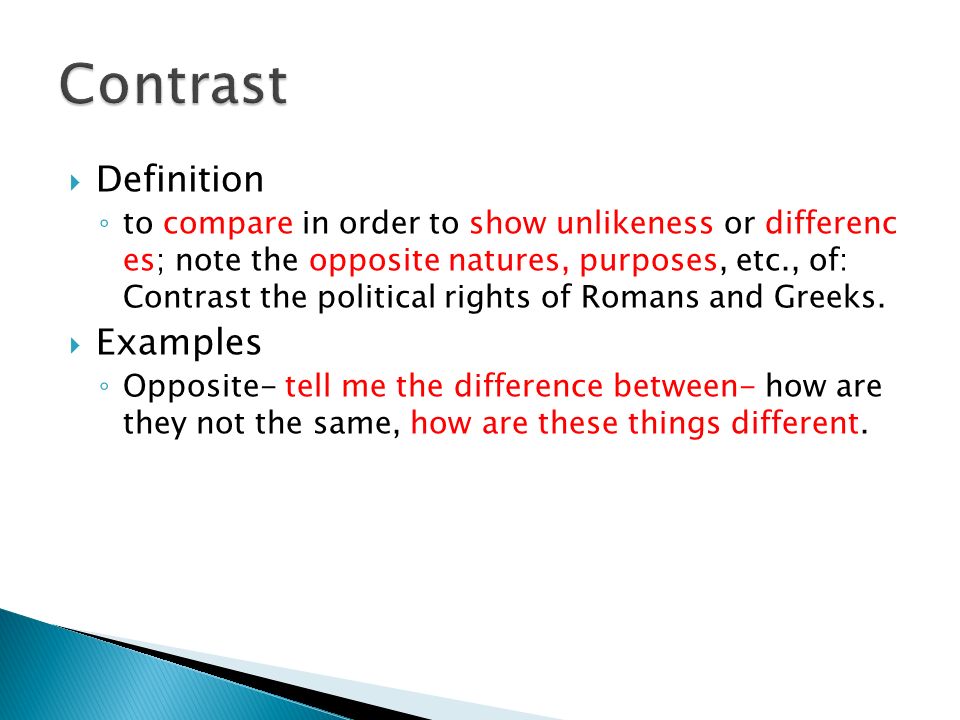 compare and contrast definition and examples