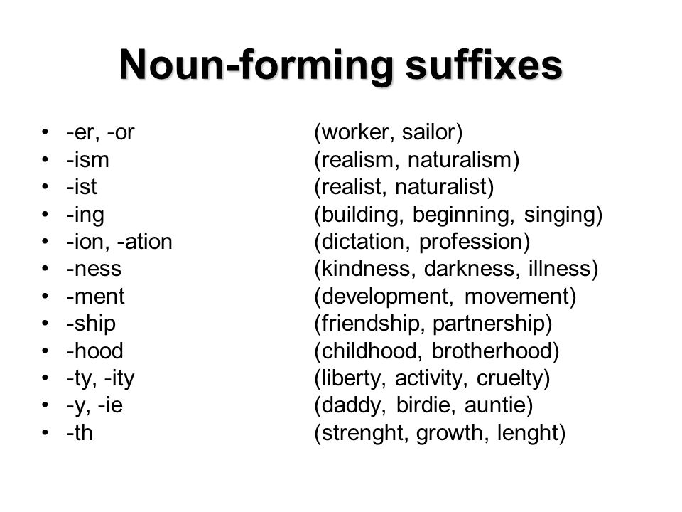 Form nouns using suffixes