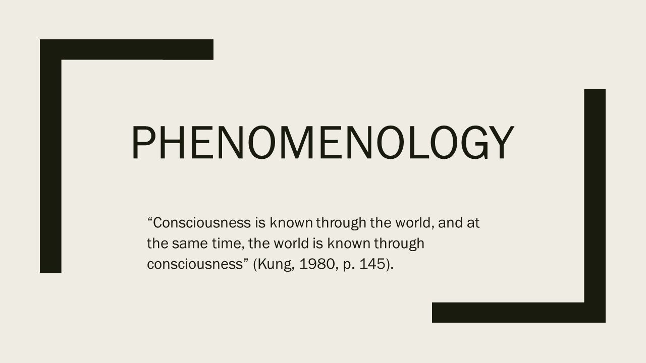 Phenomenology “Consciousness is known through the world, and at ...