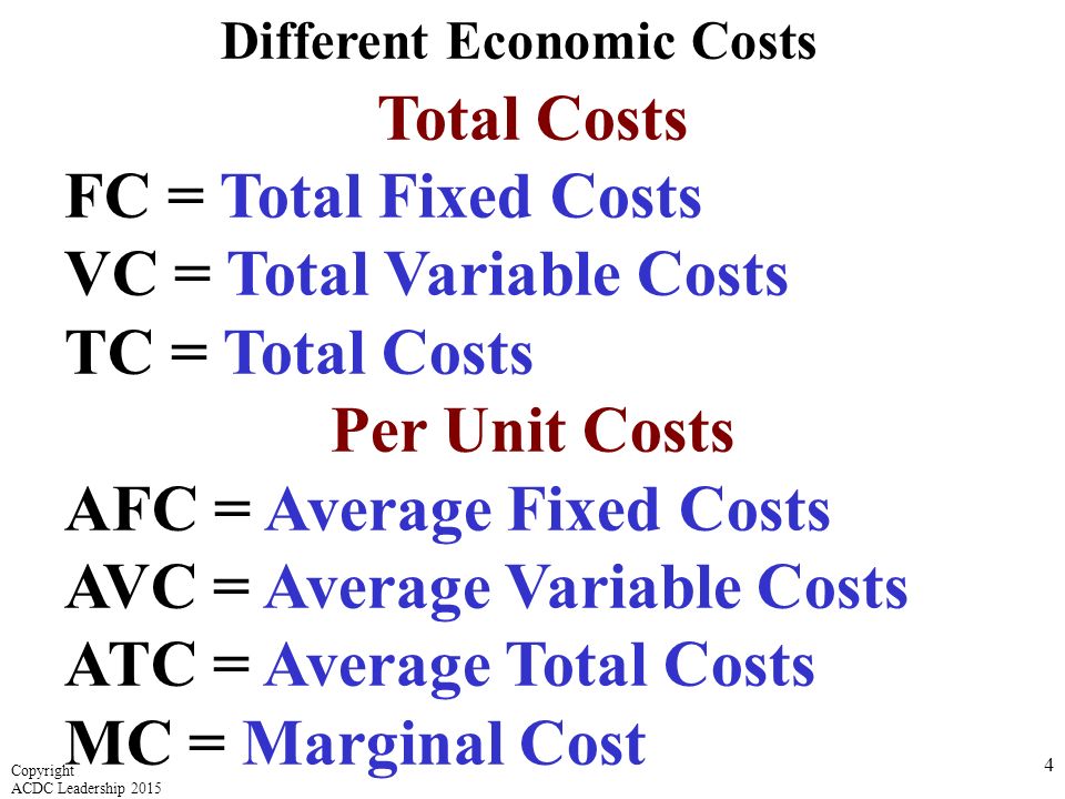 Different Economic Costs
