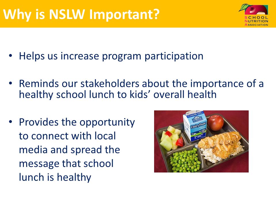 Why is NSLW Important Helps us increase program participation