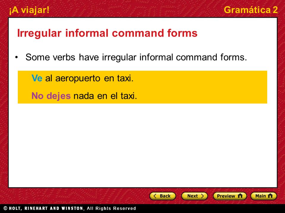 Irregular informal command forms
