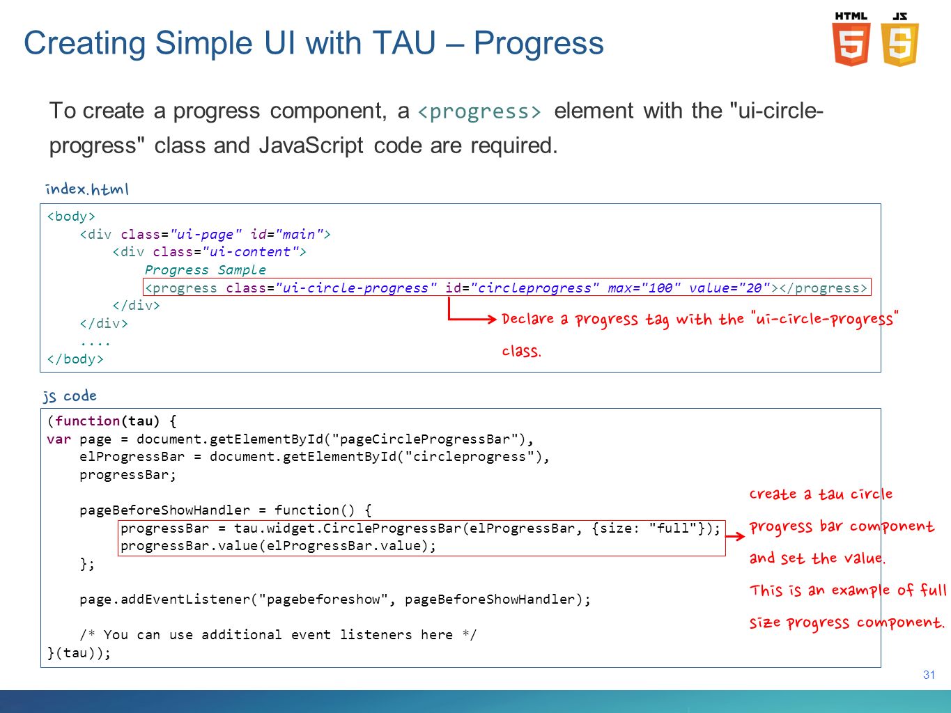 Creating Simple UI with TAU – Progress