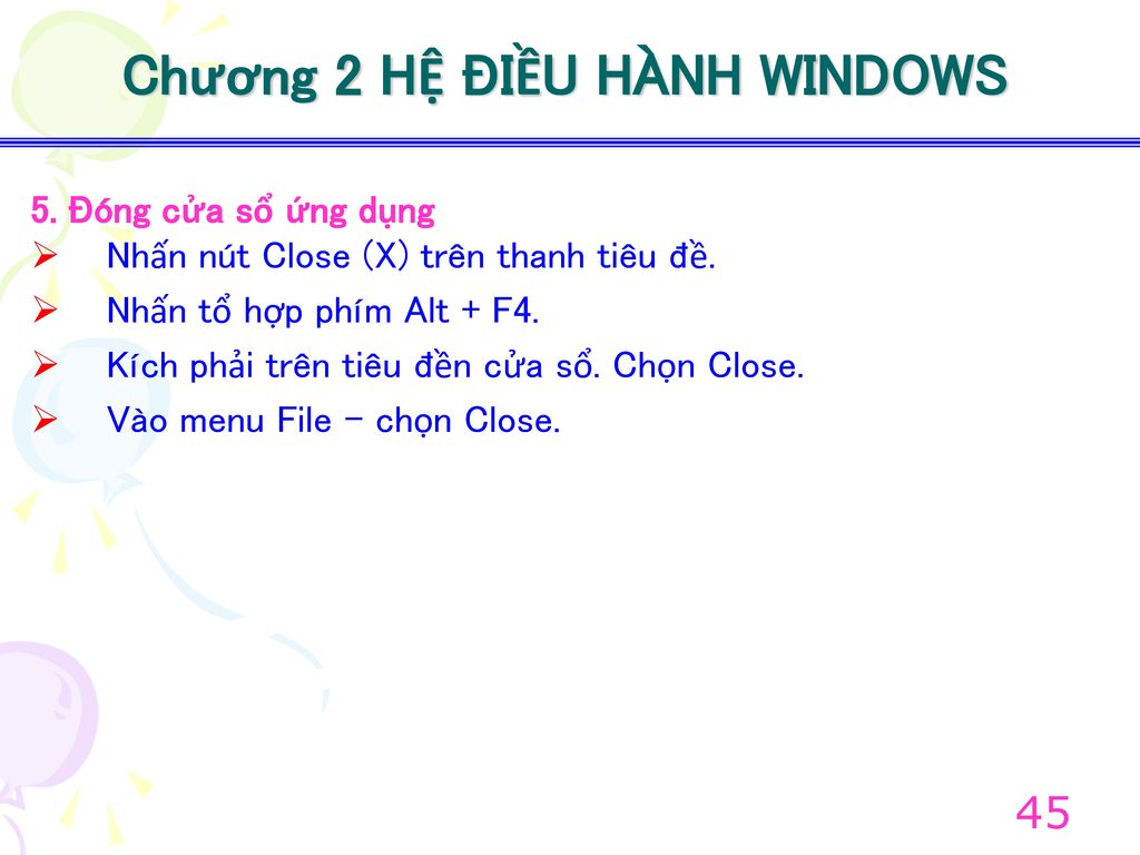 Chương 2 HỆ ĐIỀU HÀNH WINDOWS