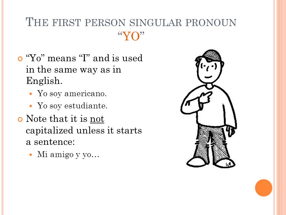 The first person singular pronoun YO