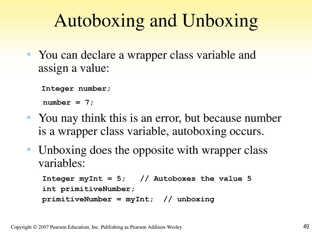 Autoboxing and Unboxing