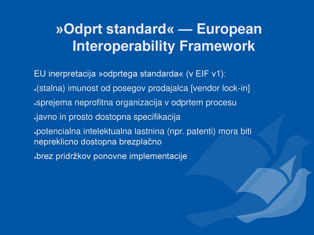 »Odprt standard« — European Interoperability Framework