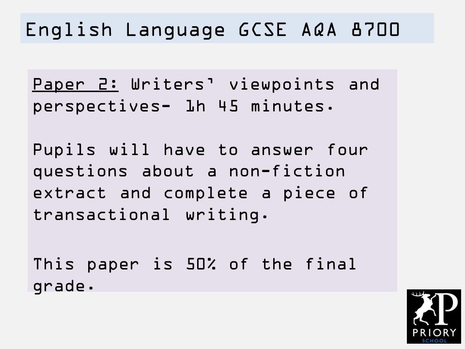 English Language GCSE AQA 8700