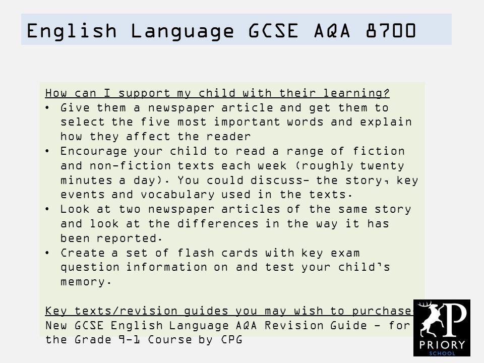 English Language GCSE AQA 8700