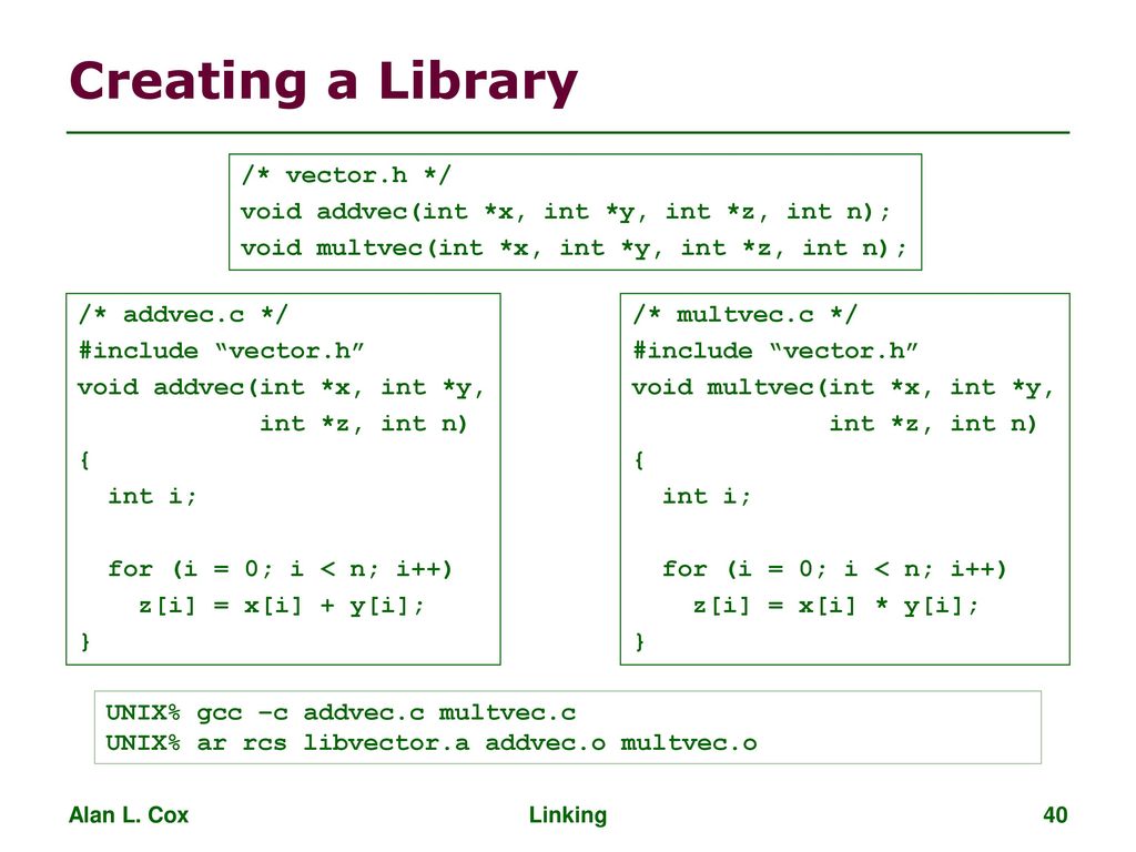 Creating a Library /* vector.h */