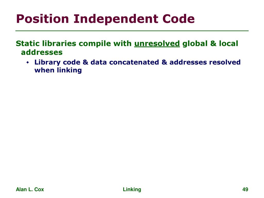 Position Independent Code