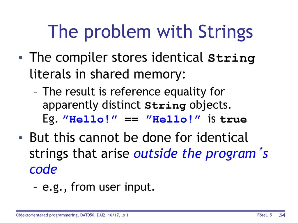 The problem with Strings