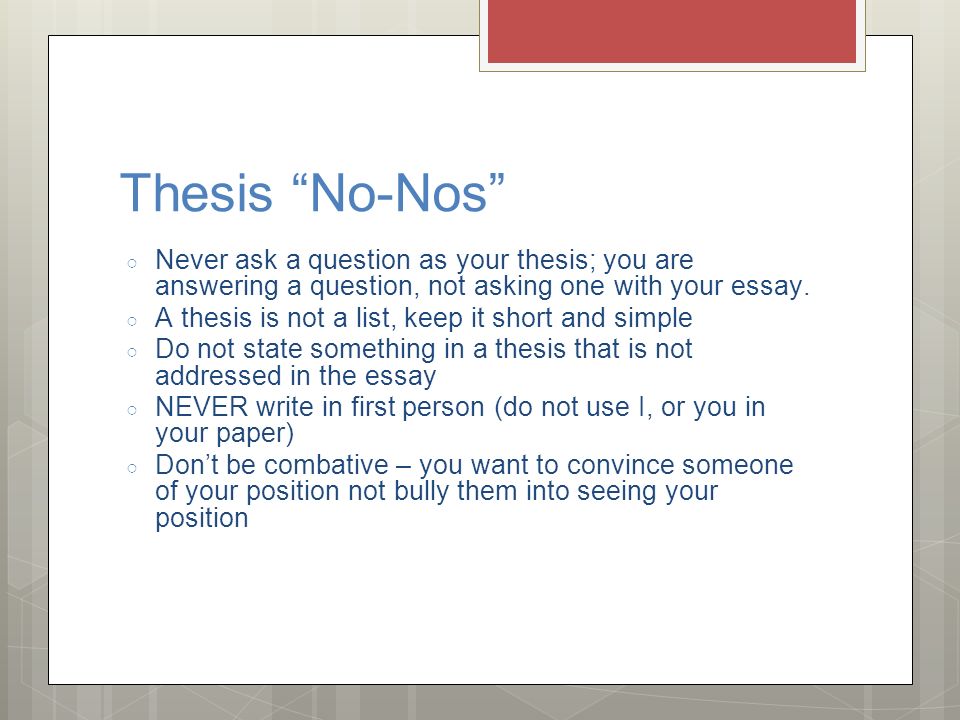 Your Thesis Does NOT Have to be Absolute