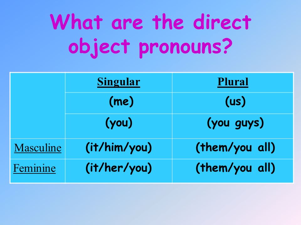 What are the direct object pronouns